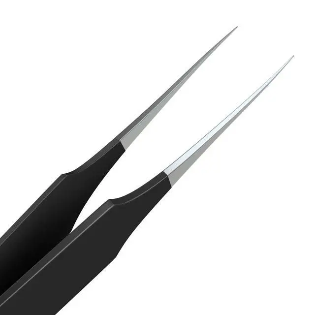 Alt view image 2 of 6 - Ingrown Hair Tweezers | Pointed Tip | Black |Precision Stainless Steel | Extra Sharp and Perfectly Aligned for Ingrown Hair Treatment & Splinter Removal For Men and Women |