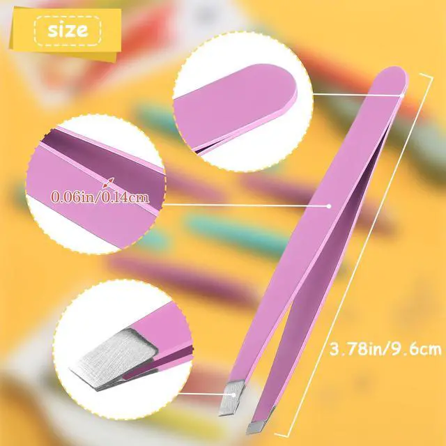 Alt view image 2 of 6 - 16 Pieces Slanted Eyebrow Tweezers Stainless Steel Tip Precision Tweezers Bulk for Women and Men Personal Care Ingrown Hair, Facial Hair and Lash Extension