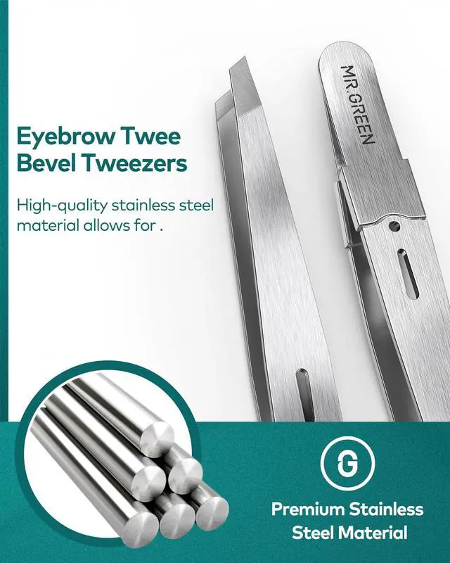 Alt view image 7 of 7 - Tweezers,Professional Precision Eyebrow Tweezers for Women and Men, Tweezers for Facial Hair Women, Stainless Steel Slanted Hair Removal Tweezers, Eyebrow Plucker, Ingrown hair tweezers