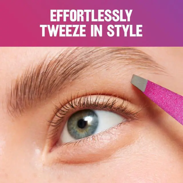 Alt view image 4 of 6 - Diamond Collection Tweezer, Pink & Purple, 1 Count | Ultra-sharp slant tip tweezers for precision eyebrow shaping and facial hair removal. Made of stainless steel.