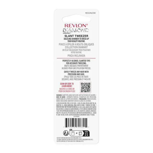 Alt view image 6 of 6 - Diamond Collection Tweezer, Pink & Purple, 1 Count | Ultra-sharp slant tip tweezers for precision eyebrow shaping and facial hair removal. Made of stainless steel.