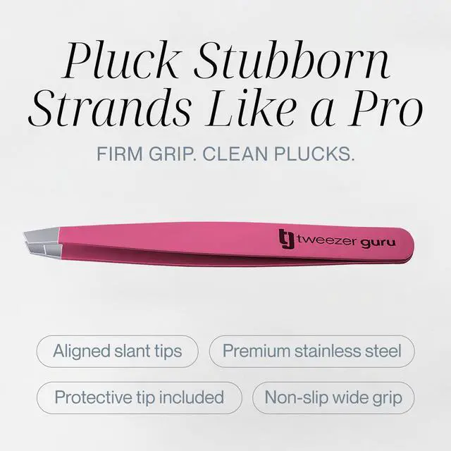 Alt view image 3 of 6 - Tweezers for Women Facial Hair & Men Precision Slant-Pointed Eyebrow Tweezer for Ingrown Hair, Blackhead & Splinter Removal (Black+Pink)