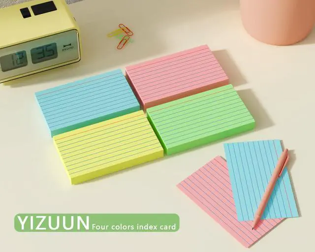 Alt view image 6 of 6 - Colored Index Cards 3x5, 200 Count, 180gsm Heavy Flash Cards for Studying | Ruled Index Cards, Heavy Note Cards for Office, College, Home Organization, 4 Color (50 Sheets Each)