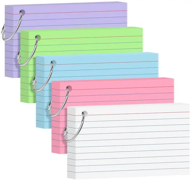 Main image of 250 Count Colored Index Cards 3x5 Inch Flash Cards Note Cards with Ring | 180gsm Heavy Weight Flashcards, Portable Note Taking for Students, College Supplies, Nursing School Essentials