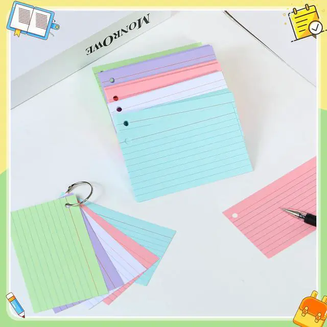 Alt view image 3 of 7 - 250 Count Colored Index Cards 3x5 Inch Flash Cards Note Cards with Ring | 180gsm Heavy Weight Flashcards, Portable Note Taking for Students, College Supplies, Nursing School Essentials