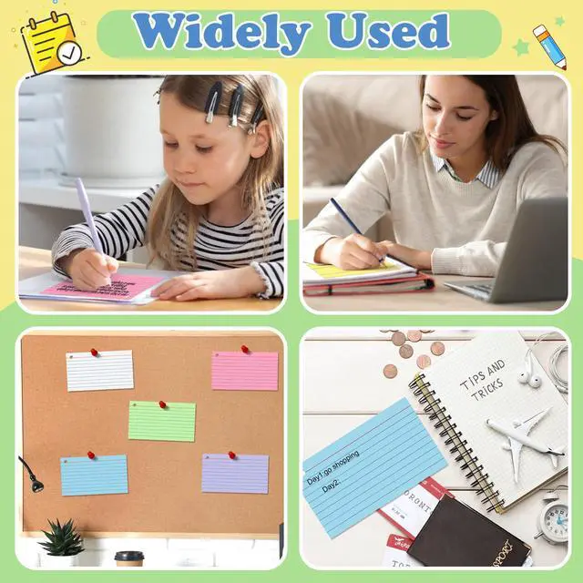 Alt view image 5 of 7 - 250 Count Colored Index Cards 3x5 Inch Flash Cards Note Cards with Ring | 180gsm Heavy Weight Flashcards, Portable Note Taking for Students, College Supplies, Nursing School Essentials
