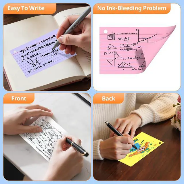 Alt view image 3 of 7 - 300 PCS Index Cards 3x5 Inches, Colored Flash Cards with Ring | Punched Lined Study Card Ruled Flashcards Notecards, Ruled Front and Blank Back, Note Card for School, College and Home