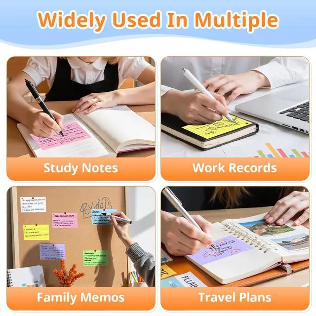 Alt view image 7 of 7 - 300 PCS Index Cards 3x5 Inches, Colored Flash Cards with Ring | Punched Lined Study Card Ruled Flashcards Notecards, Ruled Front and Blank Back, Note Card for School, College and Home