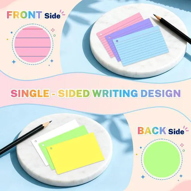 Alt view image 5 of 7 - Colored Index Cards 3x5, 300 Pcs Index Cards with Ring 6 Colors Note Cards | 50 Sheets Each Pack, Heavy Bright Flash Cards with Rings, Colored Notecards 3x5 Lined for Office, Home, School