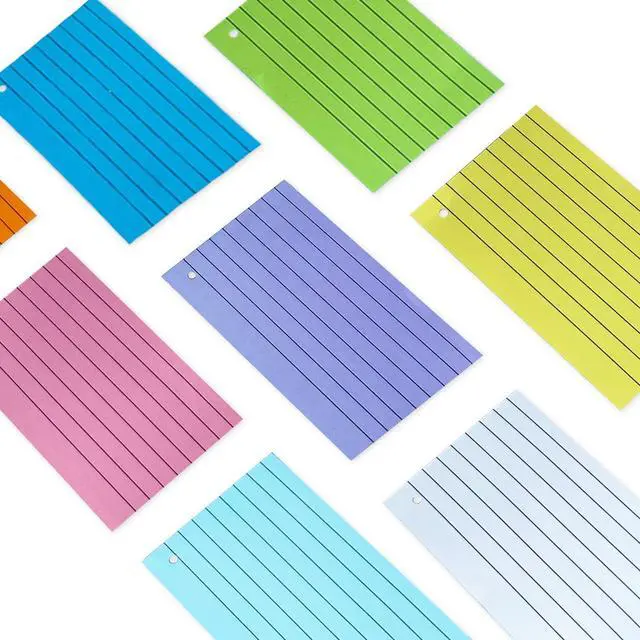 Alt view image 5 of 7 - Index Paper Cards 3x5 Inch, 300PCS Flash Cards with Rings, Thin Paper 8 Colors Ruled Index Cards, Assorted Lined Colored Flashcards, Study Card Note Cards Memo Pad for Office School