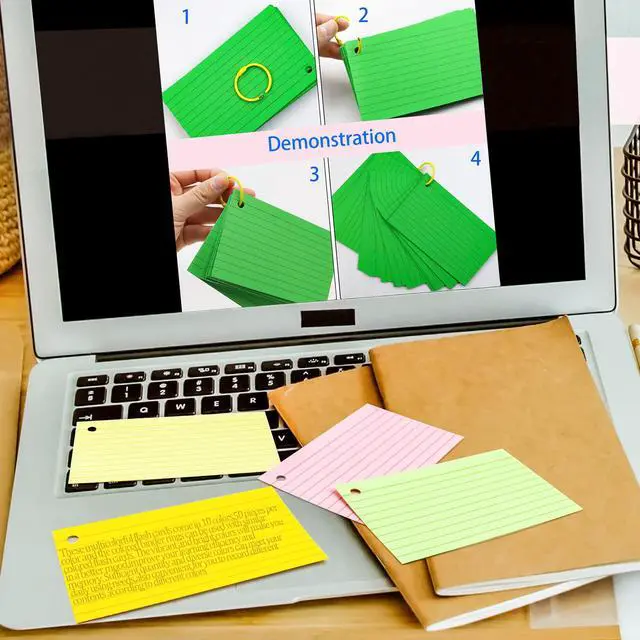 Alt view image 4 of 7 - 600Pcs Colored Index Cards 3x5 Inch Flash Cards with Rings Lined Note Card Flashcards, Colorful Ruled Card Pad Index Note Books 3 x 5 Notecards for Studying School Supply College Office