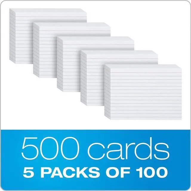 Alt view image 4 of 6 - Index Cards, 500 Pack, 4x6 Index Cards, Ruled on Front, Blank on Back, White, 5 Packs of 100 Shrink Wrapped Cards (40178)
