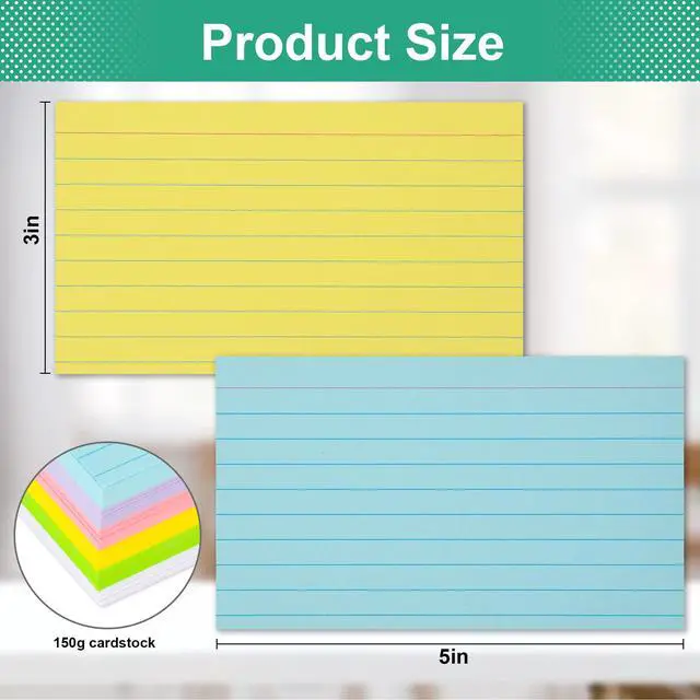Alt view image 2 of 7 - Index Cards 3x5, Ruled Flash Cards for Studying, Colored Note Cards Study Cards, 210 pcs Flashcards for Office and School Suplplies