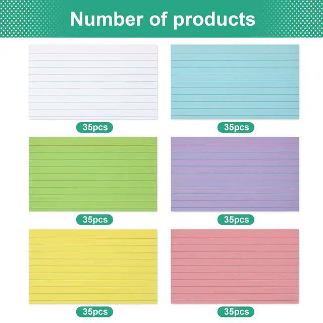 Alt view image 5 of 7 - Index Cards 3x5, Ruled Flash Cards for Studying, Colored Note Cards Study Cards, 210 pcs Flashcards for Office and School Suplplies