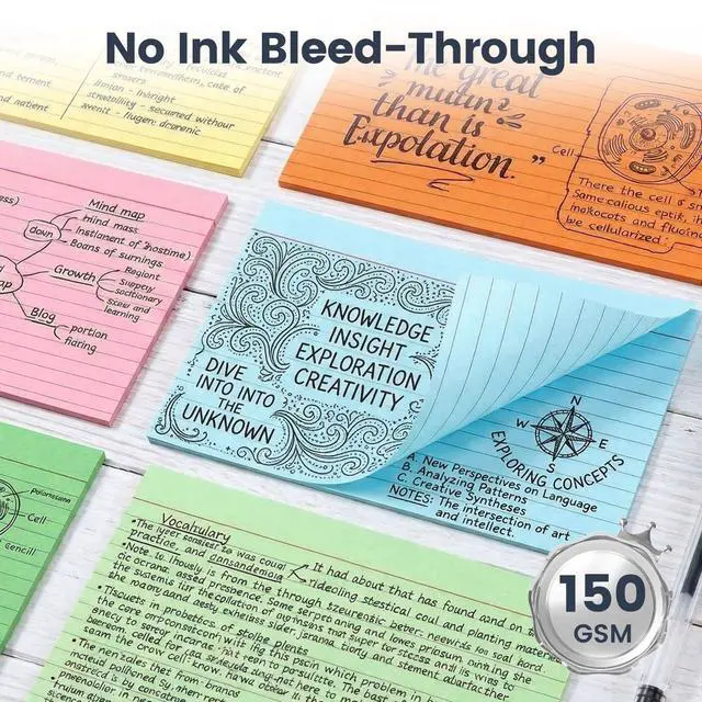 Alt view image 3 of 7 - 180PCS Large Colored Index Cards 5x8, Neon Double-Sided Lined Cards | Flash Cards with Both Sides Notecards for Back To School Studying School Classroom Note Taking Recipes Supplies