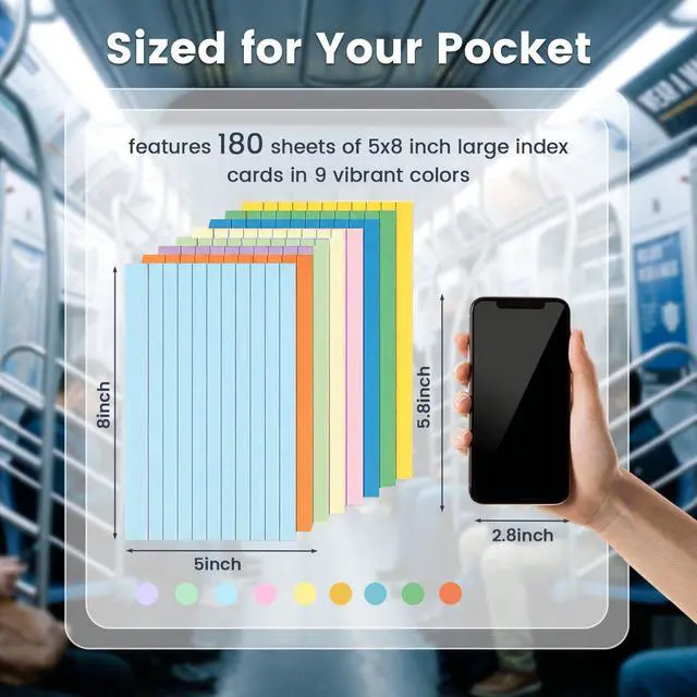 Alt view image 7 of 7 - 180PCS Large Colored Index Cards 5x8, Neon Double-Sided Lined Cards | Flash Cards with Both Sides Notecards for Back To School Studying School Classroom Note Taking Recipes Supplies