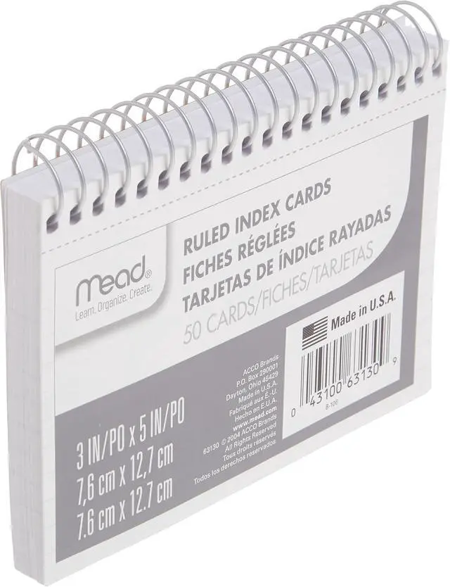 Alt view image 2 of 5 - Index Cards, 3" x 5", Ruled Front, Blank Back, 50 Cards, White (63130)