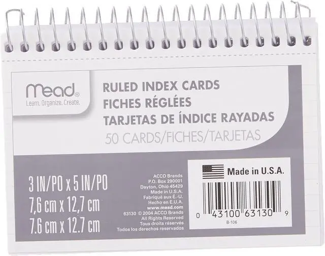 Alt view image 3 of 5 - Index Cards, 3" x 5", Ruled Front, Blank Back, 50 Cards, White (63130)