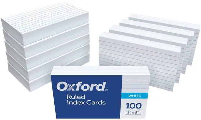 Main image of Ruled Index Cards, 3" x 5", White, 1,000 Cards, 10 Packs of 100 (98833)