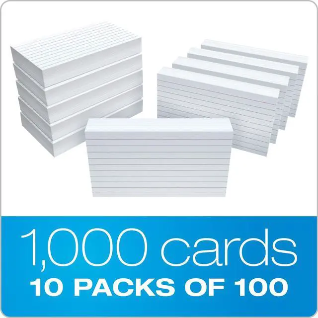 Alt view image 4 of 7 - Ruled Index Cards, 3" x 5", White, 1,000 Cards, 10 Packs of 100 (98833)