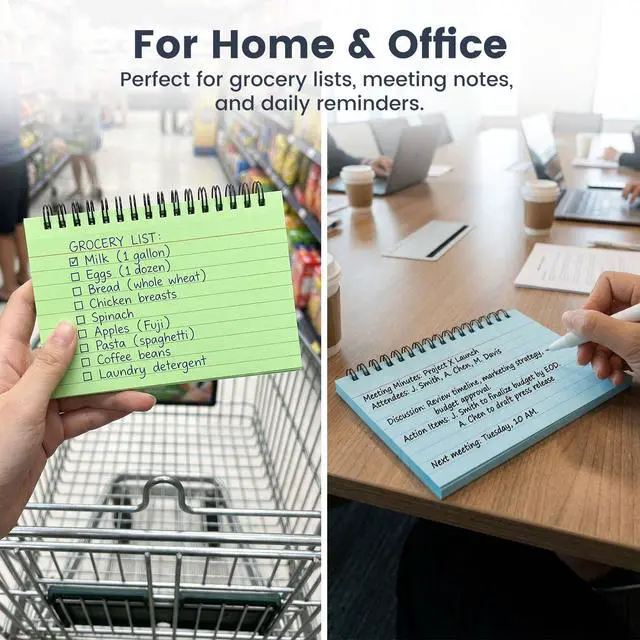 Alt view image 5 of 7 - 400PCS Spiral Index Cards 4x6, Flash Cards for Studying, Colored | Ruled, Waterproof Covers, 8 Colors, for College Office Home Supplies, Note-Taking, Back to School Supplies