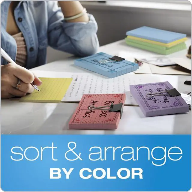 Alt view image 5 of 7 - Index Cards, Assorted Colors, 5" x 8", Ruled, 100-Pack (35810)