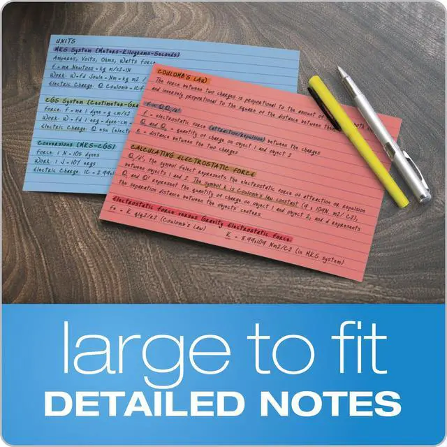 Alt view image 6 of 7 - Index Cards, Assorted Colors, 5" x 8", Ruled, 100-Pack (35810)