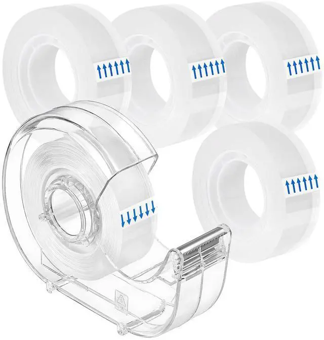 Main image of 1 Pcs Tape Dispenser, 5 Tape Rolls, 1 Inch Core | Transparent Tape Refill, Ideal for School, Office, Gift Wrapping and Craft
