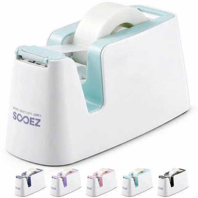 Main image of Aesthetic Tape Dispenser, Tape Holder Cutter, Everyday Desktop Use | One-Handed Use, One-Piece Core and Holder, Hidden Blade, Weighted Base, Non-Slip Pads, Fits 0.75" Tape, Office School Home