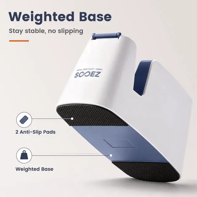 Alt view image 4 of 7 - Aesthetic Tape Dispenser, Tape Holder Cutter, Everyday Desktop Use | One-Handed Use, One-Piece Core and Holder, Hidden Blade, Weighted Base, Non-Slip Pads, Fits 0.75" Tape, Office School Home