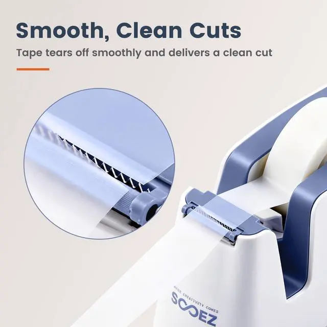 Alt view image 5 of 7 - Aesthetic Tape Dispenser, Tape Holder Cutter, Everyday Desktop Use | One-Handed Use, One-Piece Core and Holder, Hidden Blade, Weighted Base, Non-Slip Pads, Fits 0.75" Tape, Office School Home