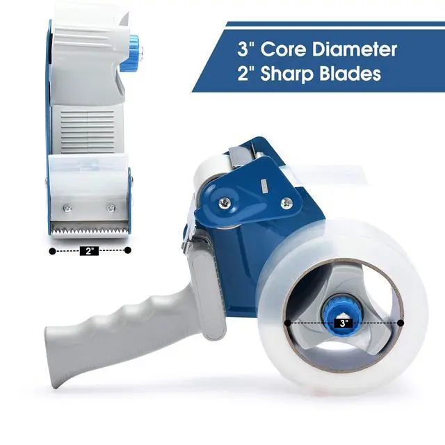 Alt view image 2 of 7 - Packing Tape Dispenser Gun (2 Packs) Pacific Mailer 2 Inch Tape Gun Dispenser with 2 Inch Carton Packing Tape, Lightweight Industrial Side Loading Tape Dispenser - Blue