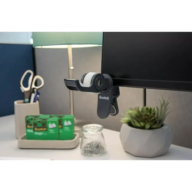 Alt view image 6 of 7 - Deluxe Desktop Tape Dispenser, Black, for 1 Inch Core Tapes (C-40)