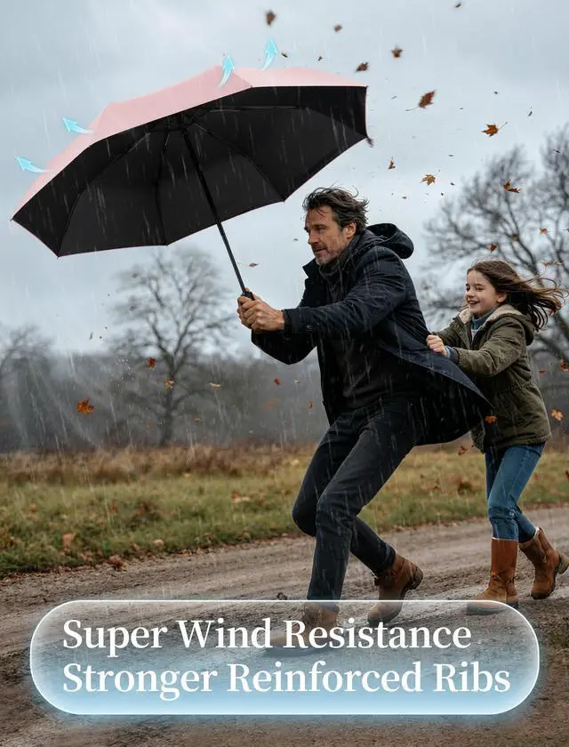 Alt view image 4 of 7 - Compact Umbrella for Travel - Automatic Umbrellas for Rain & Sun Protection, Small Portable UV Umbrella for Car, Backpack, Walking, Folding Windproof Umbrellas for Kids, Women