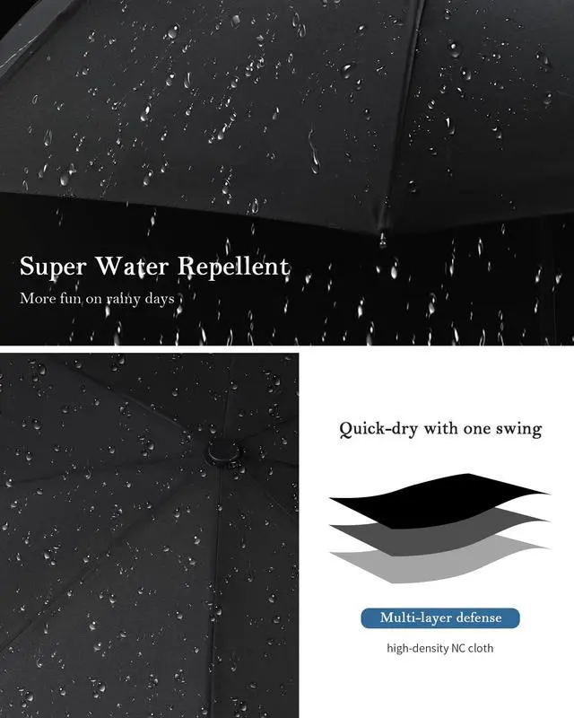 Alt view image 4 of 7 - Compact Travel Umbrella, Windproof Auto Open & Close, Lightweight Design | Auto open/close folding umbrella, compact & lightweight with 8-rib windproof frame and waterproof canopy for purse & backpack