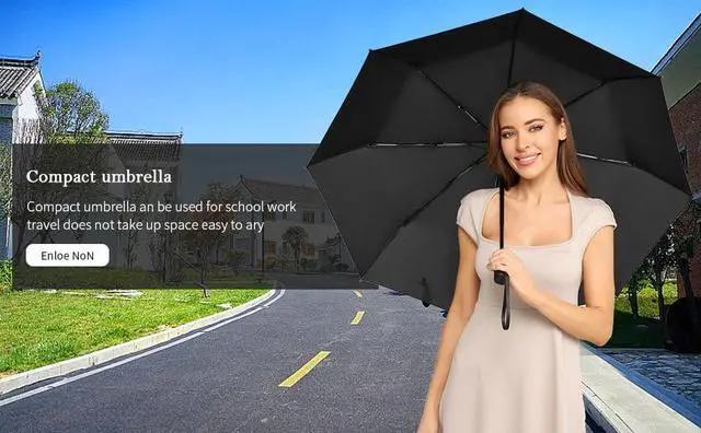 Alt view image 7 of 7 - Compact Travel Umbrella, Windproof Auto Open & Close, Lightweight Design | Auto open/close folding umbrella, compact & lightweight with 8-rib windproof frame and waterproof canopy for purse & backpack