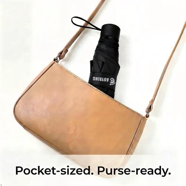 Alt view image 7 of 7 - Small Mini Umbrella with Case by Light Compact Design Perfect for Travel Lightweight Portable Parasol Outdoor Sun&Rain Umbrellas Black, 34 Inches | Small, Light Compact Design