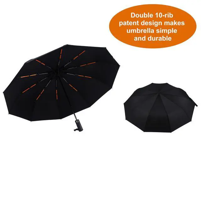 Alt view image 2 of 7 - 1 Pack 46 Inch Compact Umbrella for Rain, Travel, Double 10-rib | 1 Pack 46 Inch Umbrella, Travel Size, Simple and Durable, Small Portable Auto Windproof
