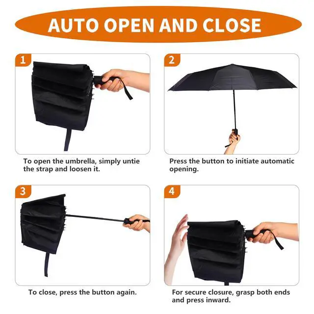 Alt view image 5 of 7 - 1 Pack 46 Inch Compact Umbrella for Rain, Travel, Double 10-rib | 1 Pack 46 Inch Umbrella, Travel Size, Simple and Durable, Small Portable Auto Windproof