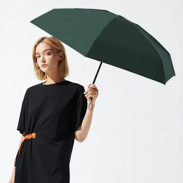 Alt view image 7 of 7 - Mini Sun Umbrella for Purse With Case,Dark Green | Small Compact UV Umbrella Travel Essentials, Lightweight Portable Parasol Windproof for Women Men Kids