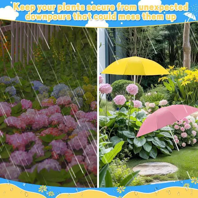 Alt view image 5 of 7 - 2 Pack Plant Umbrellas for Outdoor Plants, Garden Plant Umbrella Shade for Outdoor Plants, Potted Plant, Garden Beds Provide Shade to Defend Plants From Blazing Sun