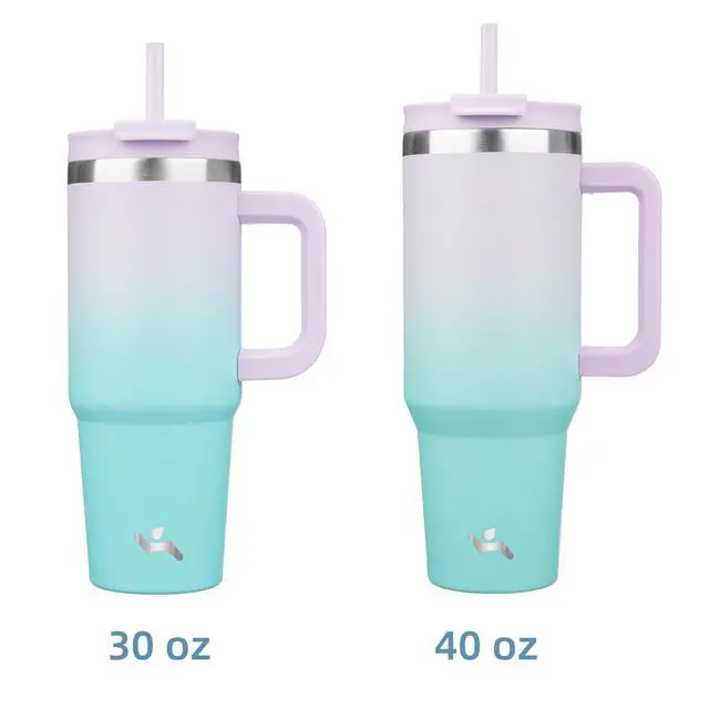 Alt view image 3 of 7 - 30 oz Insulated Tumbler Water Bottle with Handle, Straw Lid | BPA-free and dishwasher safe; made for gym, travel, coffee and gifting, 2 straws, cup holder friendly,Lavender Green
