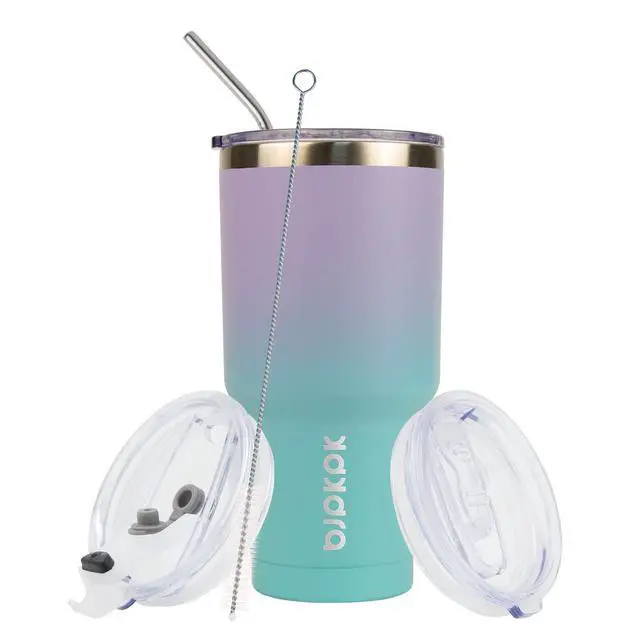 Alt view image 4 of 7 - 30 oz Tumbler with Lid and Straw, Insulated Stainless Steel Cup | Double Wall Vacuum, BPA Free, Leak Proof, Keeps Hot/Cold, Travel & Beach Ready, Car Holder Fit, Lavender Green