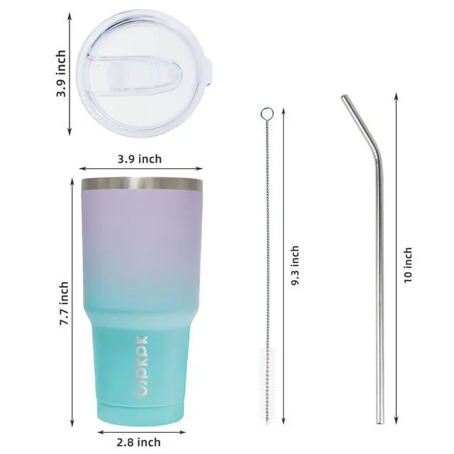 Alt view image 3 of 7 - 30 oz Tumbler with Lid and Straw, Insulated Stainless Steel Cup | Double Wall Vacuum, BPA Free, Leak Proof, Keeps Hot/Cold, Travel & Beach Ready, Car Holder Fit, Lavender Green