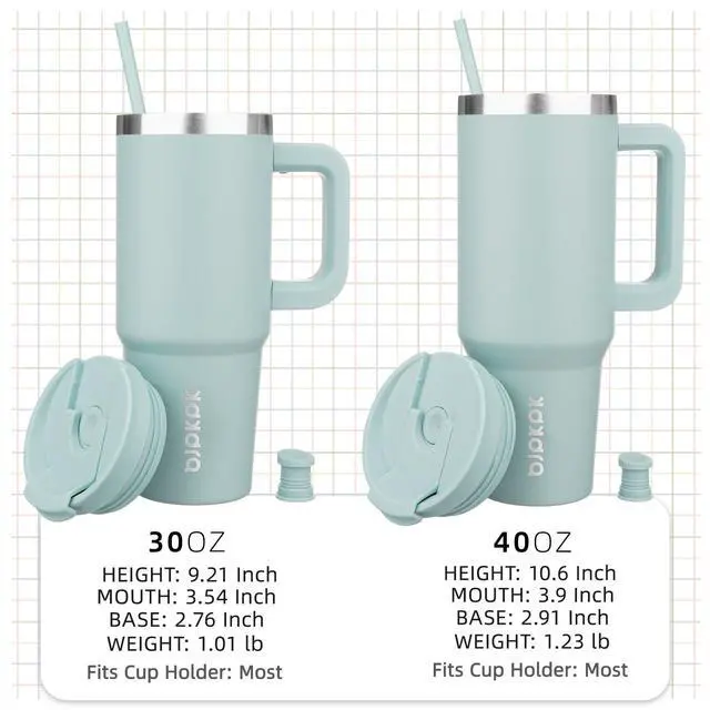 Alt view image 4 of 6 - 30 oz Insulated Tumbler with Handle & Straw, Stainless Steel | Double Wall Vacuum Insulation, Leak Proof, BPA Free, Dishwasher Safe, Cupholder Friendly, Travel & Outdoor, Blue Haze