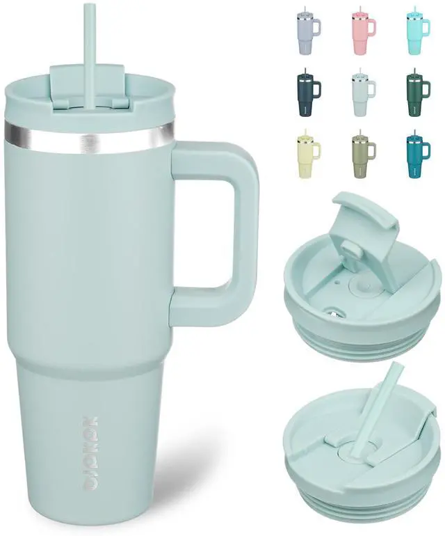 Main image of 30 oz Insulated Tumbler with Handle & Straw, Stainless Steel | Double Wall Vacuum Insulation, Leak Proof, BPA Free, Dishwasher Safe, Cupholder Friendly, Travel & Outdoor, Blue Haze