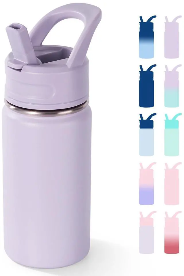 Main image of 12oz Kids Water Bottle for School, Toddler Bottles with Straws, Stainless Steel Vacuum Insulated Water Bottle for Boys&Girls, Leak-Proof, BPA-Free, Purple