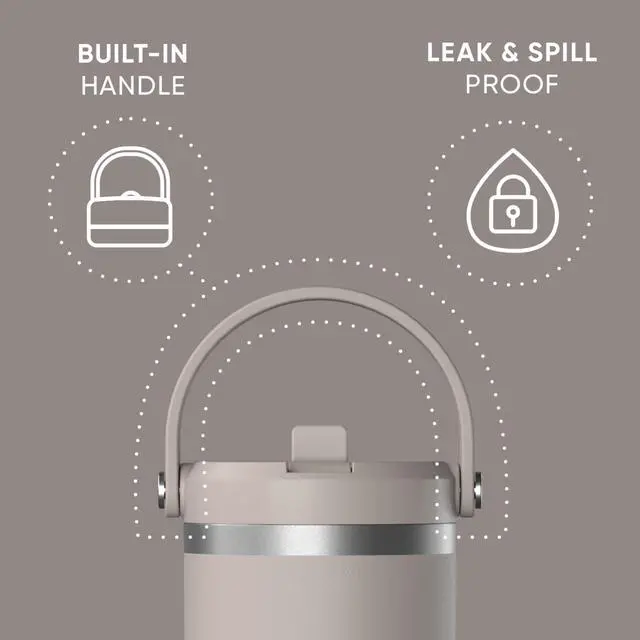 Alt view image 2 of 7 - Nomad 32oz Stainless Steel Insulated Travel Tumbler with Handle & Straw Lid, Leakproof, Cupholder Friendly, Back to School, College Dorm, Gym & Everyday Hydration, Cold 24 Hours (Mocha)