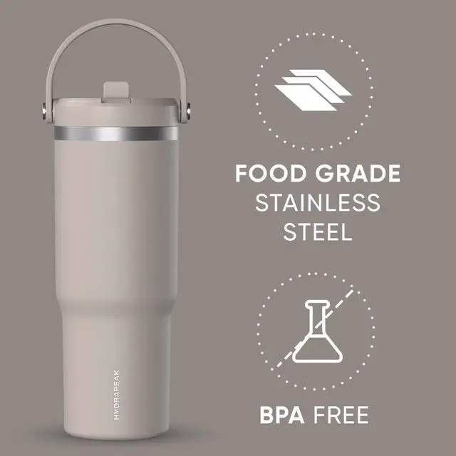 Alt view image 3 of 7 - Nomad 32oz Stainless Steel Insulated Travel Tumbler with Handle & Straw Lid, Leakproof, Cupholder Friendly, Back to School, College Dorm, Gym & Everyday Hydration, Cold 24 Hours (Mocha)