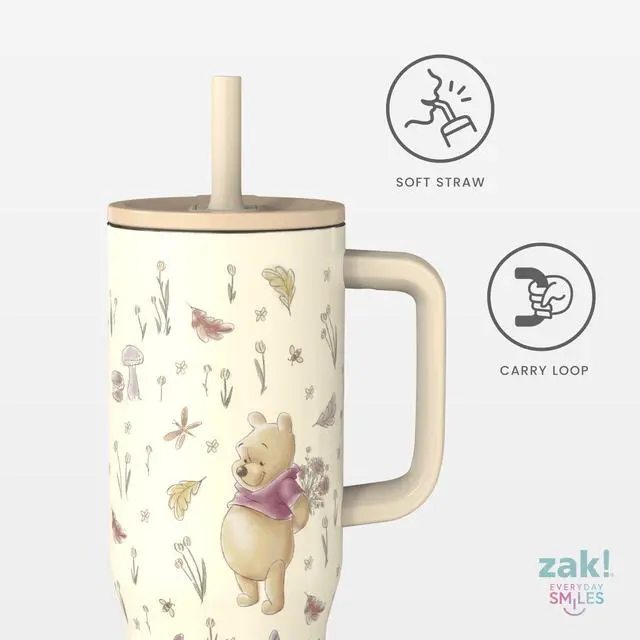 Alt view image 4 of 7 - Winnie the Pooh 30oz Spill-Proof Insulated Travel Tumbler | BPA Free, Silicone Straw, Handle, Cupholder Friendly, Dishwasher Safe, For Office, Home, Travel, Work, Gym Fitness